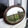 Ancien Miroir Biseauté Oval avec Cadre en Bois