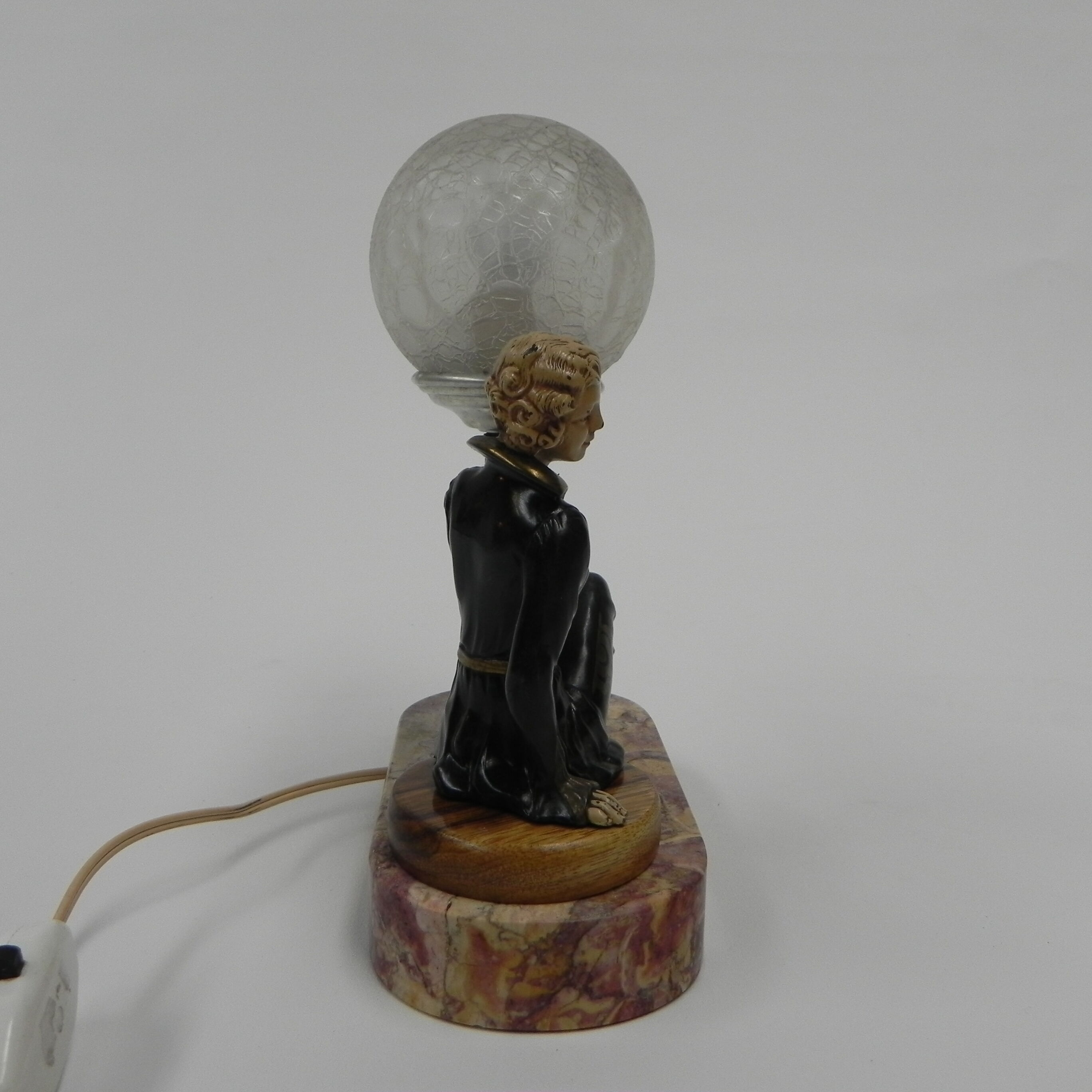 Art deco desk lamp sitting woman with globe