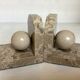 Pair of beige marble bookends.