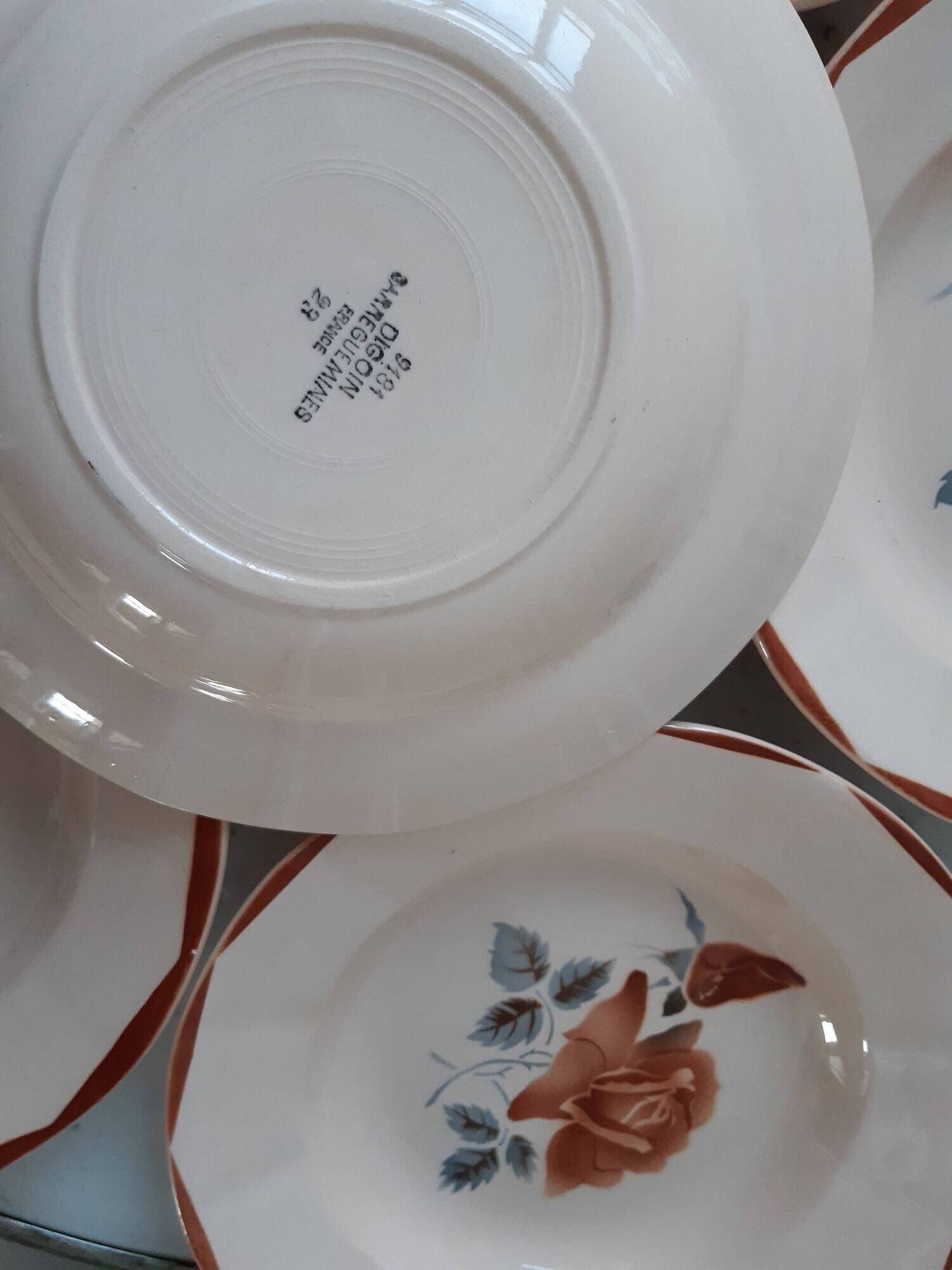 Set of 6 hollow plates Digoin Sarreguemines 30s
