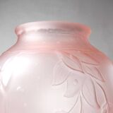 Large art deco style vase in molded/pressed pink glass paste