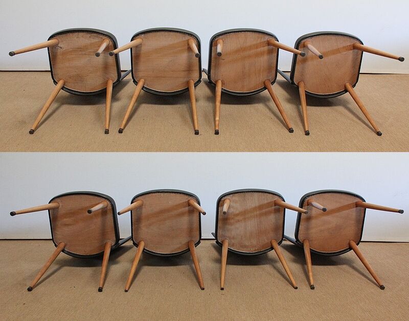 Suite of 8 baumann chairs, "essor" model – 1960s