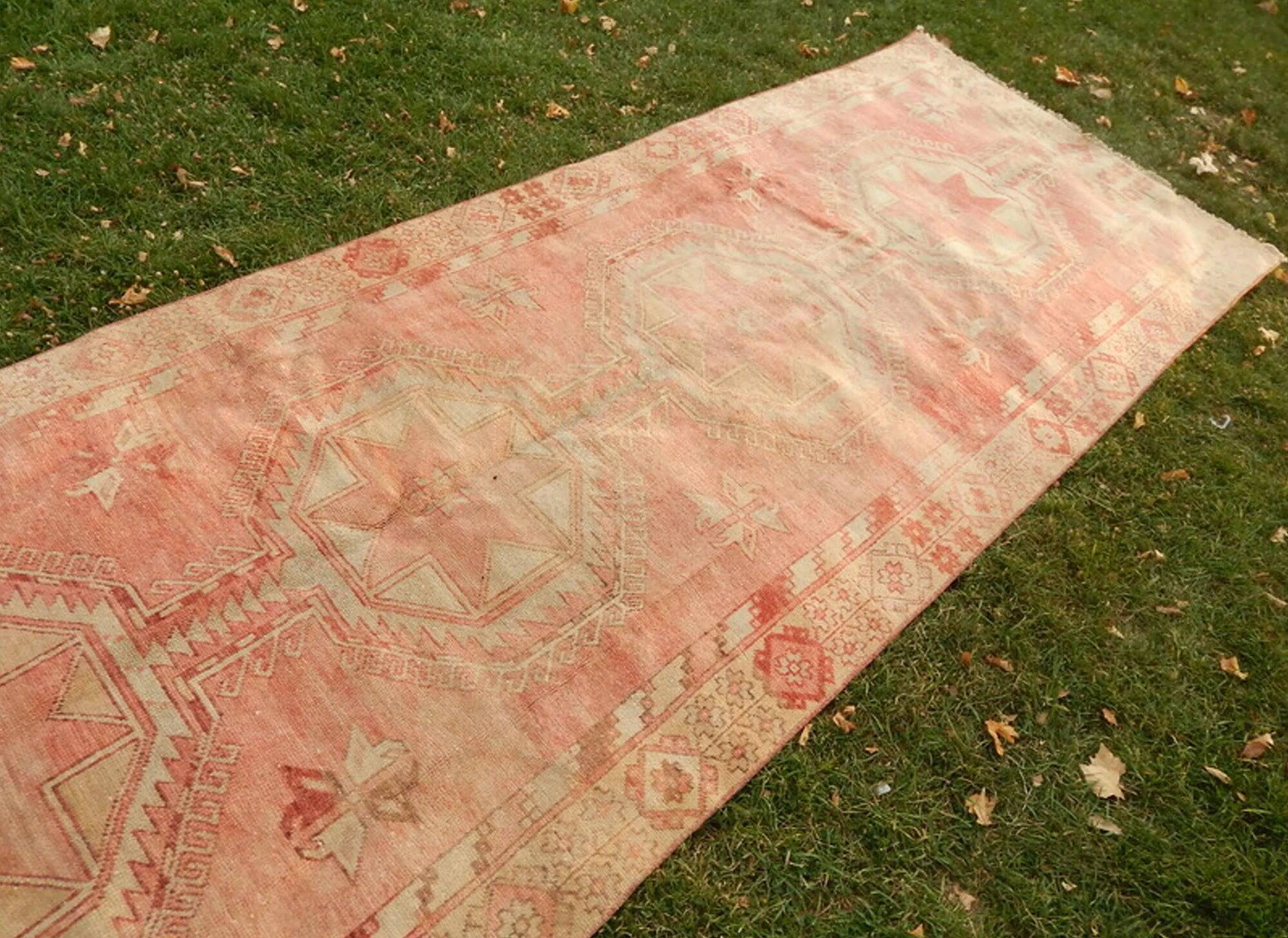 Vintage Turkish hallway rug 137x385 cm