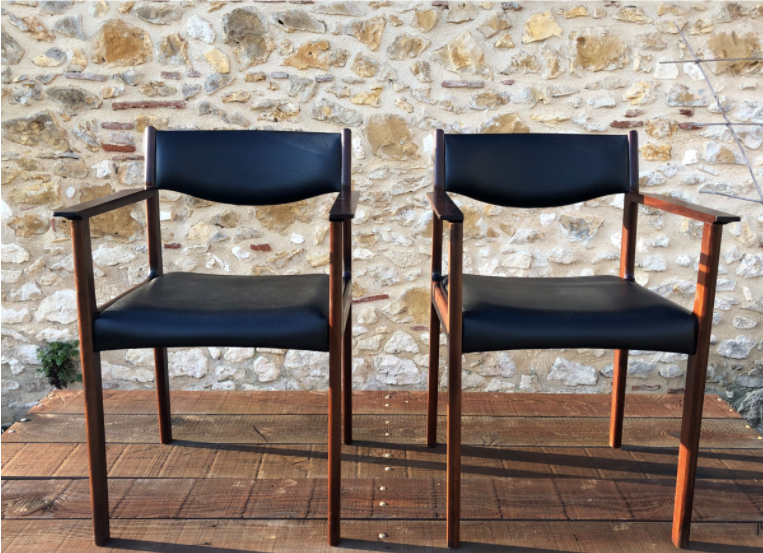 Pair of Scandinavian rosewood armchairs by SAX circa 60