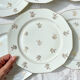 6 Flat plates porcelain white flowers golden Limoges Mehun