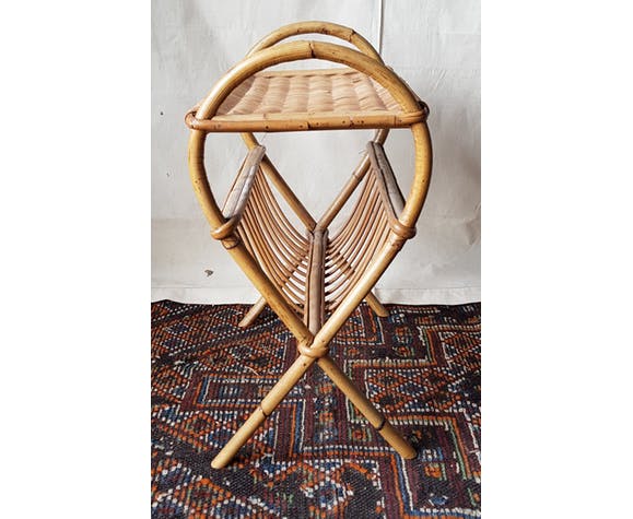 Porte revue osier et rotin, années 60