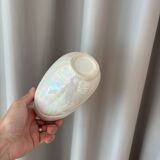 Paire de vases vintage en céramique blanche irisée