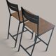 Paire de tabourets de bar design industriel - Métal noir et bois