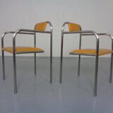 Set of Minimalist Tubular Steel Armchairs by Thomas Wendtland, 1970s