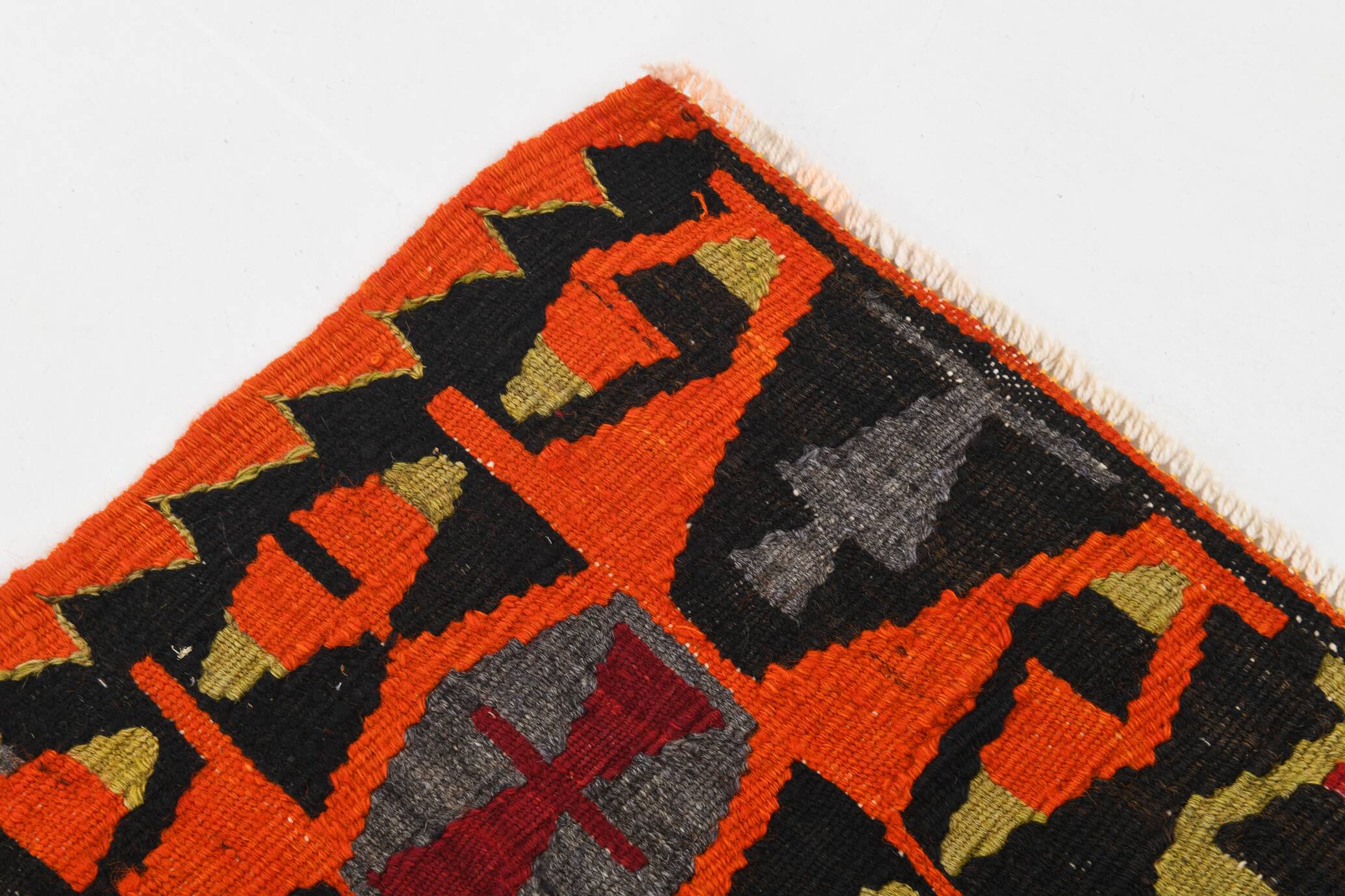 Turkish Red & Orange Tribal Vintage Kilim Rug, 168x295Cm