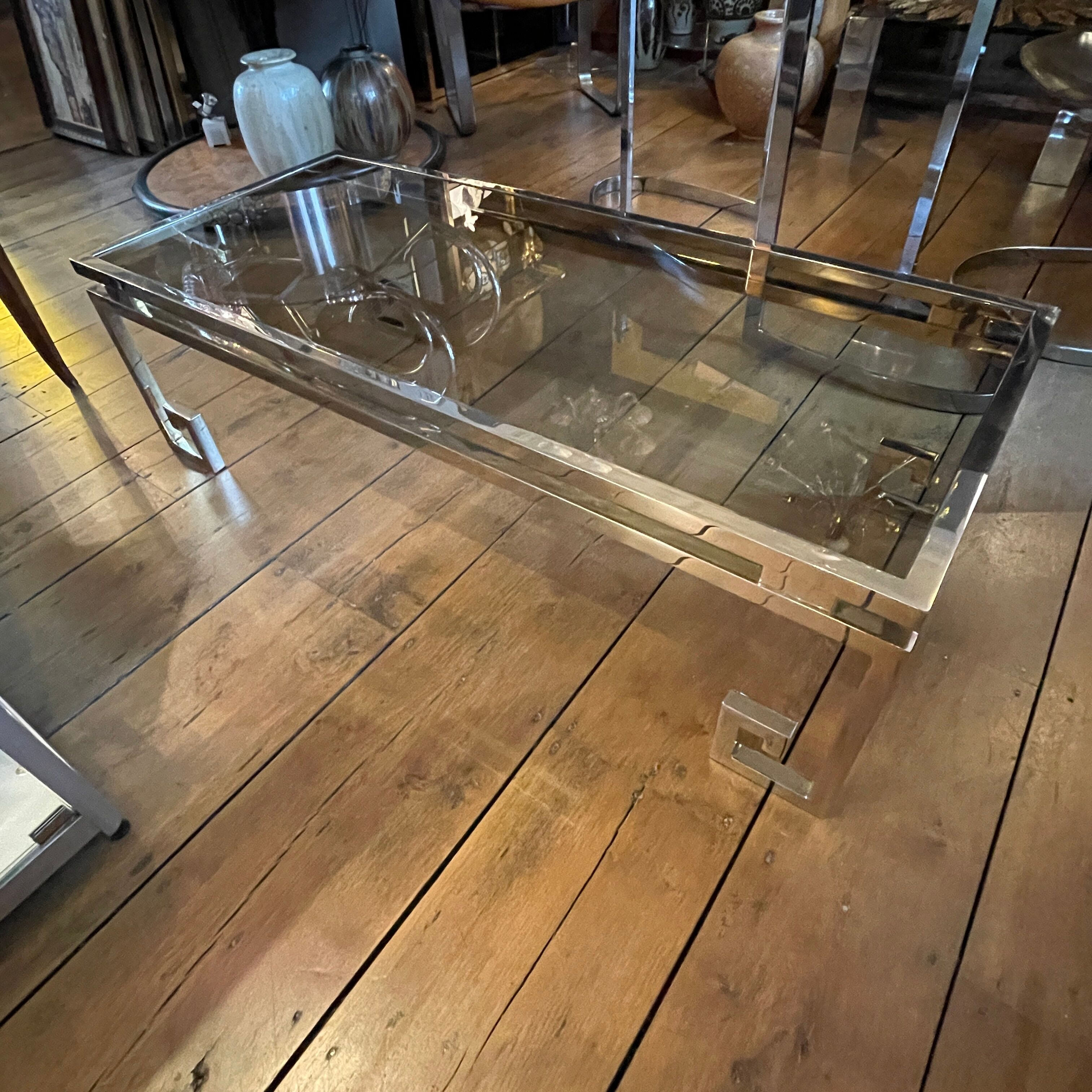 Belgo Chrome Coffee Table in Hollywood Regency Style