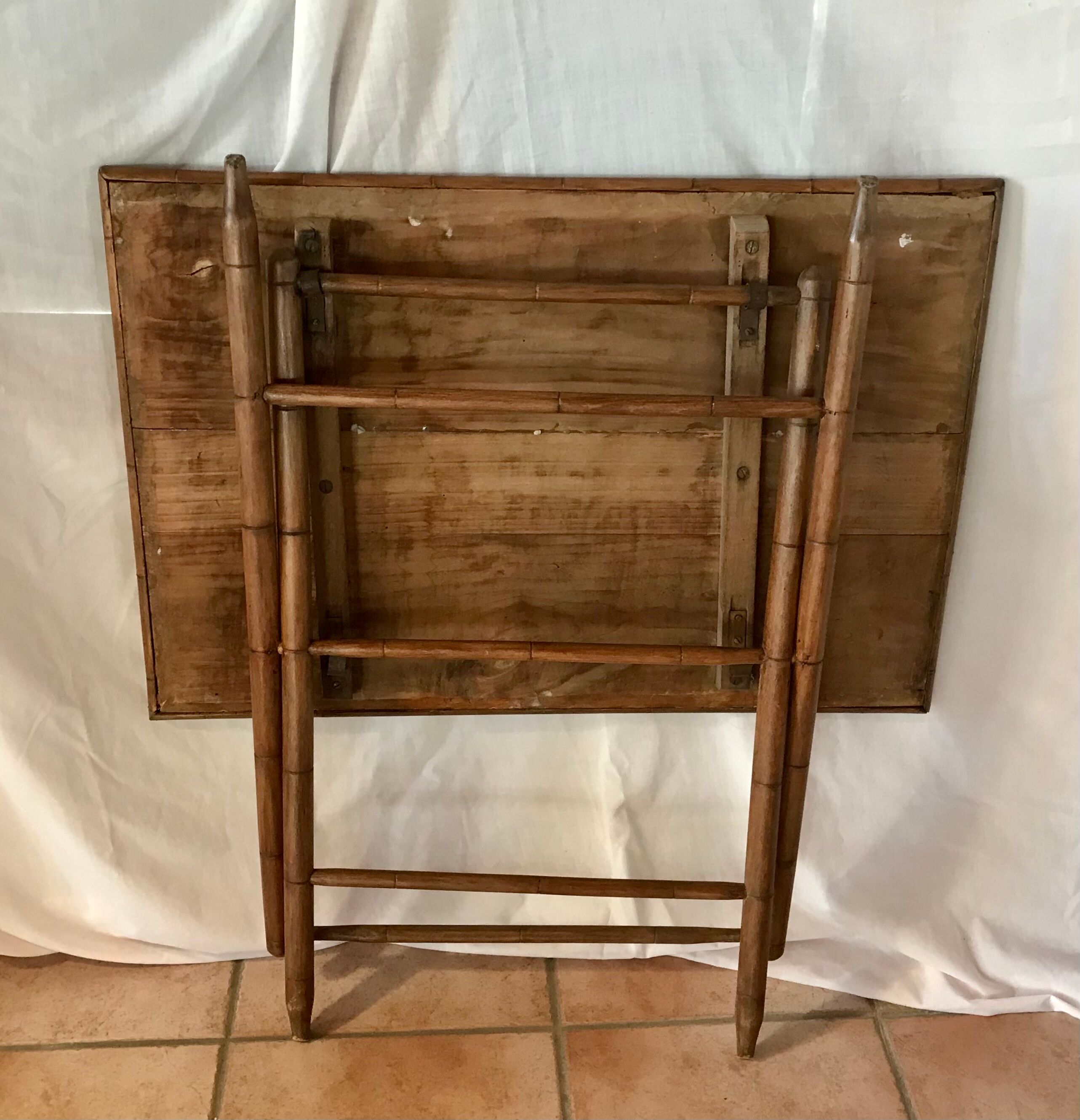 Rattan side table, 1900, Napoleon III style,