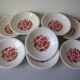 Lot de 9 anciennes assiettes creuses Gien modèle Coralie années 1970/80 décor floral