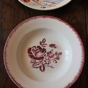 Lot 4 hollow plates mismatched art deco Badonviller Digoin