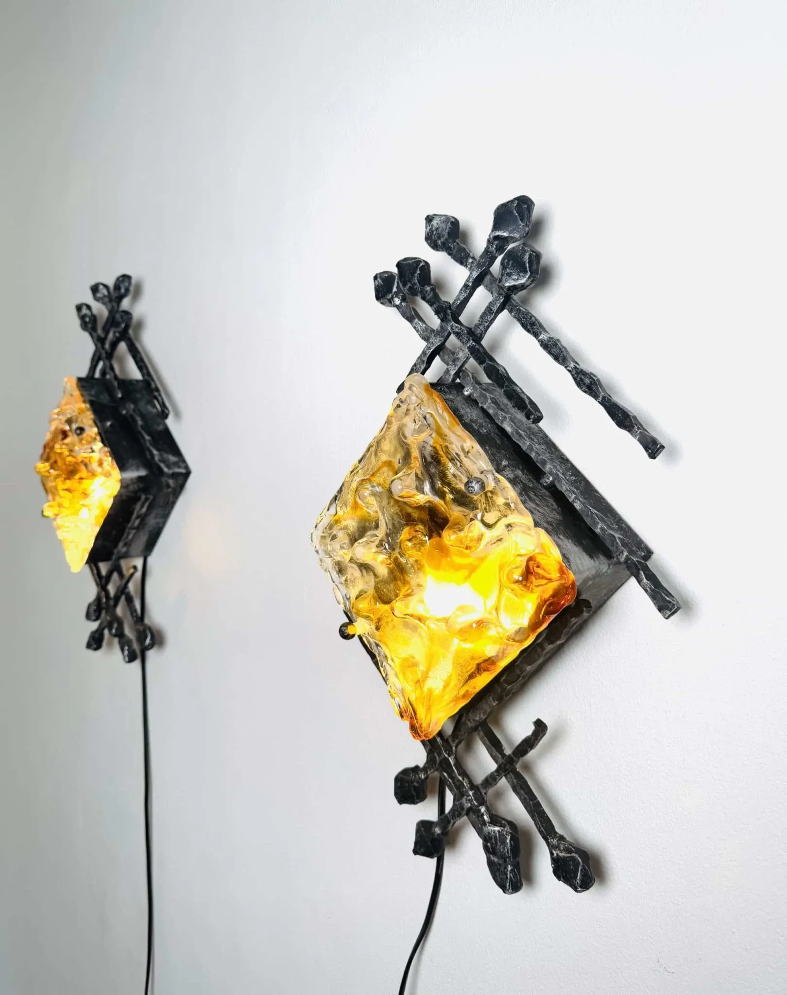 Brutalist Wall Lamps By Tom Ahlström And Hans Ehrlich For A + E Leuchte, Sweden Circa 1960S