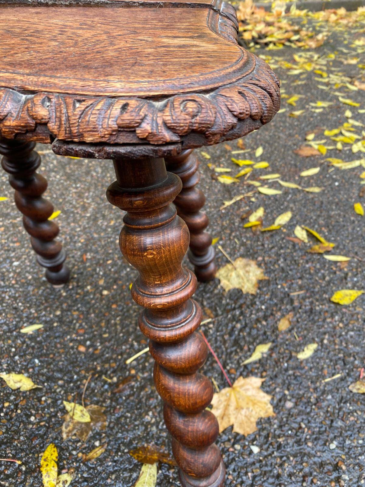 19th-century Renaissance carved oak desk with chair