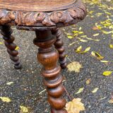 19th-century Renaissance carved oak desk with chair