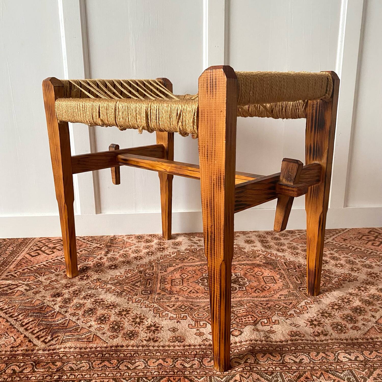 1960s woven seat stool
