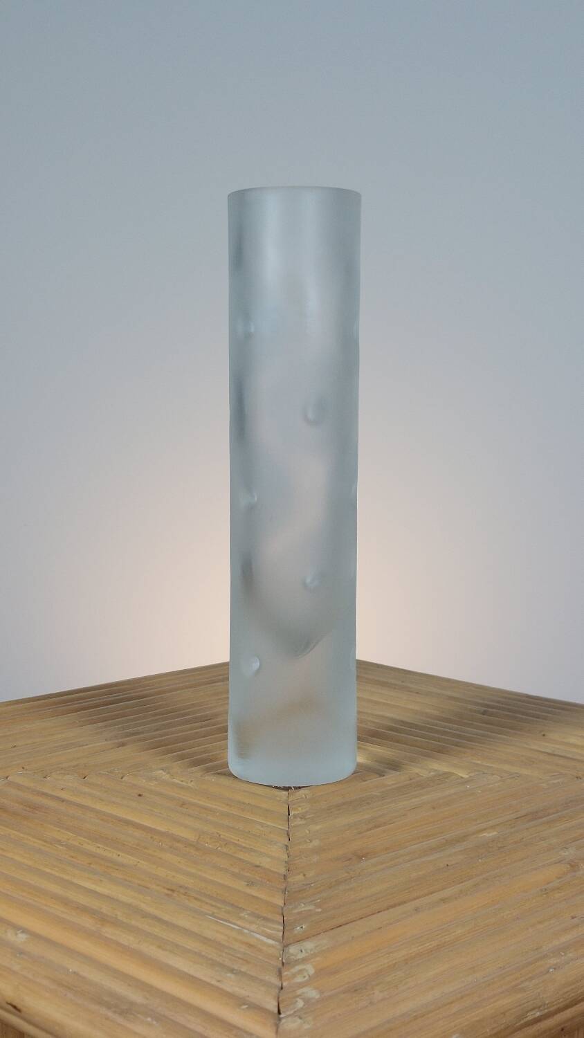 Frosted artisanal vintage glass vase