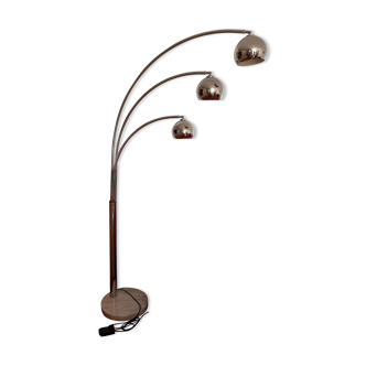 Design floor lamp in chrome with 3 balls, marble base from the 1970