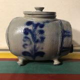 Lot 5 old blue sandstone 3 pots - carafe - vintage decoration tonneau