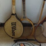 Old wooden tennis rackets