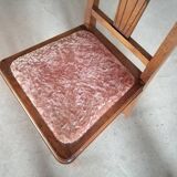 Set of 2 50s chairs in oak and pink velvet
