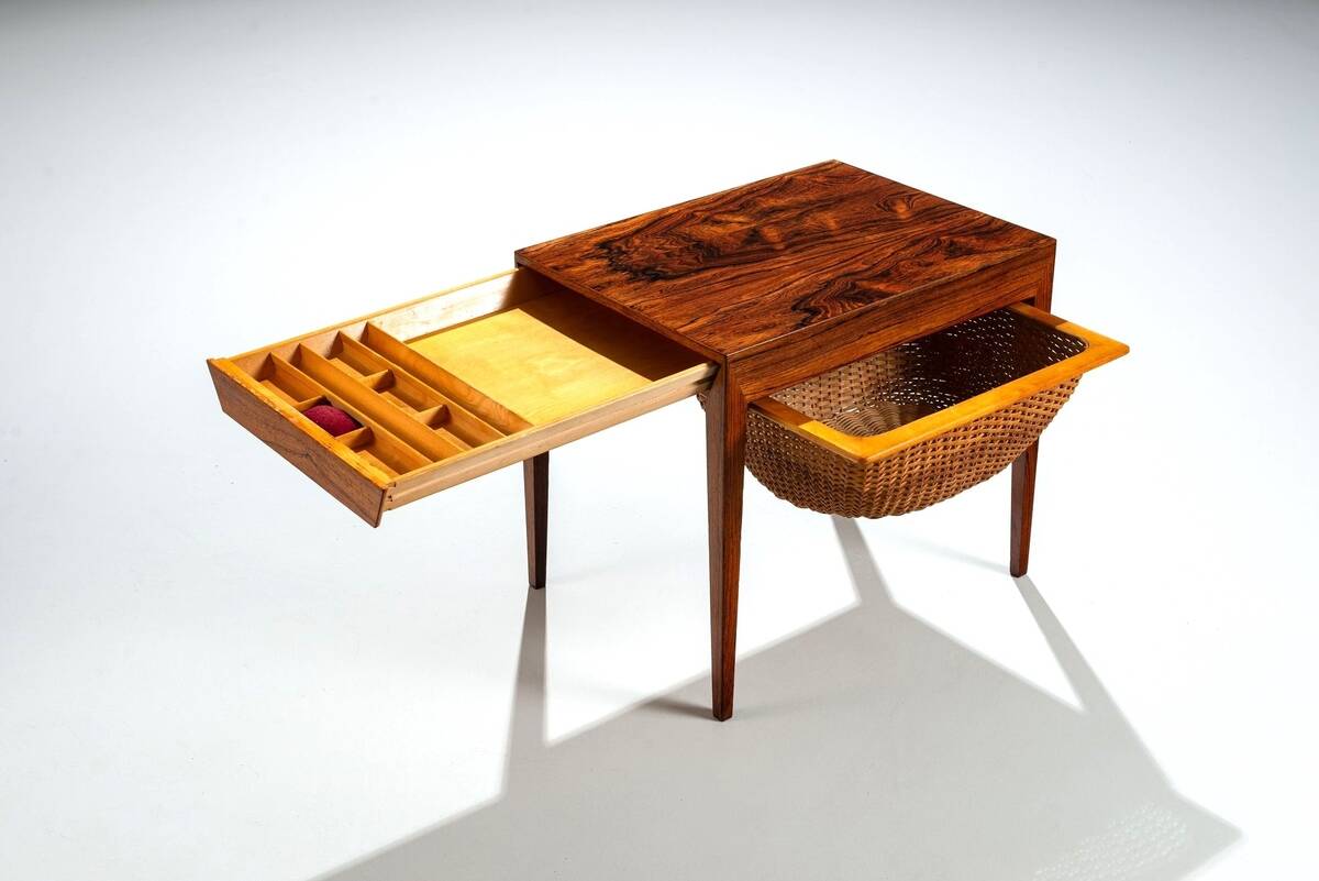 Severin Hansen sewing table in rosewood Haslev Denmark 1960