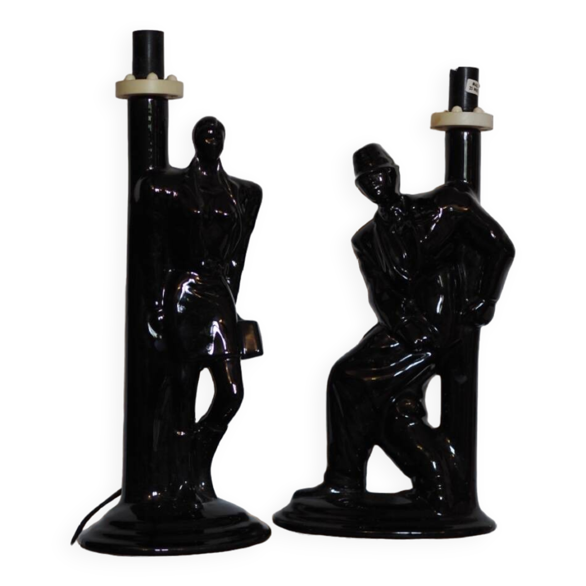 Black porcelain detective lamp, 80s