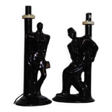 Black porcelain detective lamp, 80s
