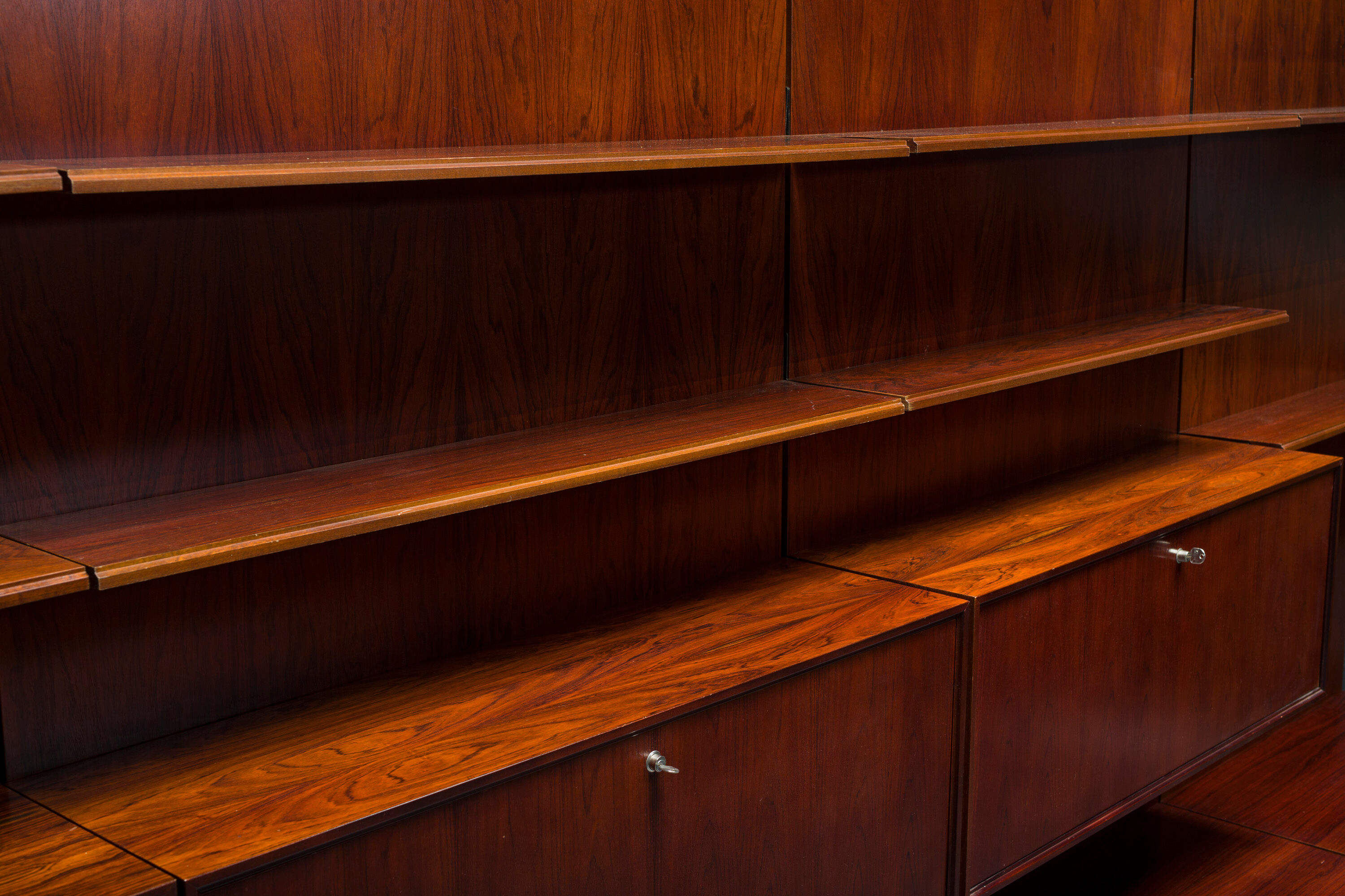 German Rosewood Modular Wall Shelves by IDEE Mobel, 1960s, Set of 25