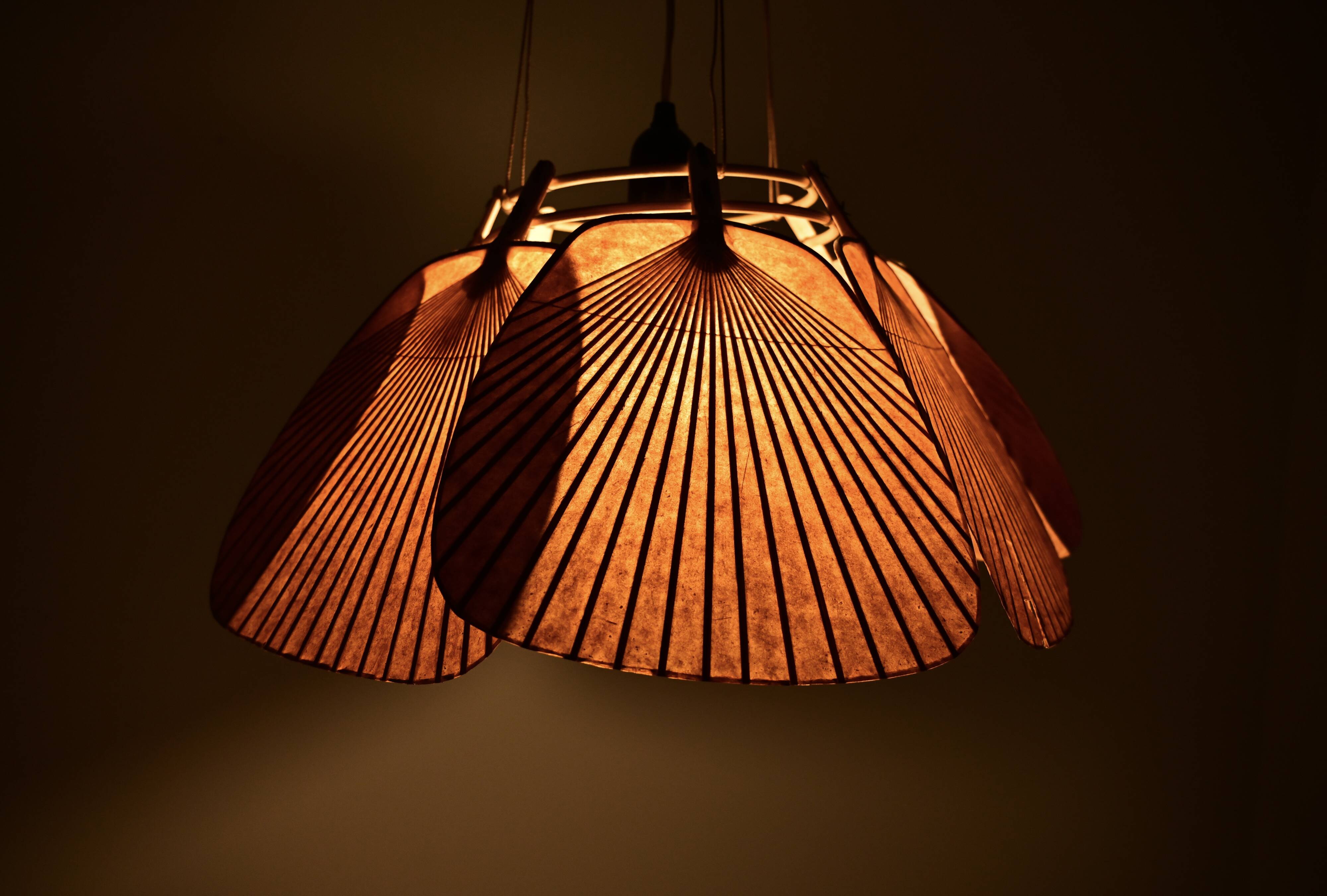 "Shichi" Uchiwa chandelier by Ingo Maurer for Design M, 1970s