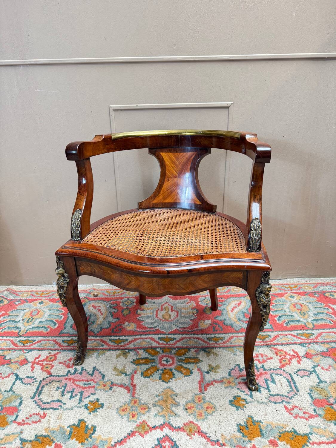 Louis XV style marquetry office chair, 19th century.