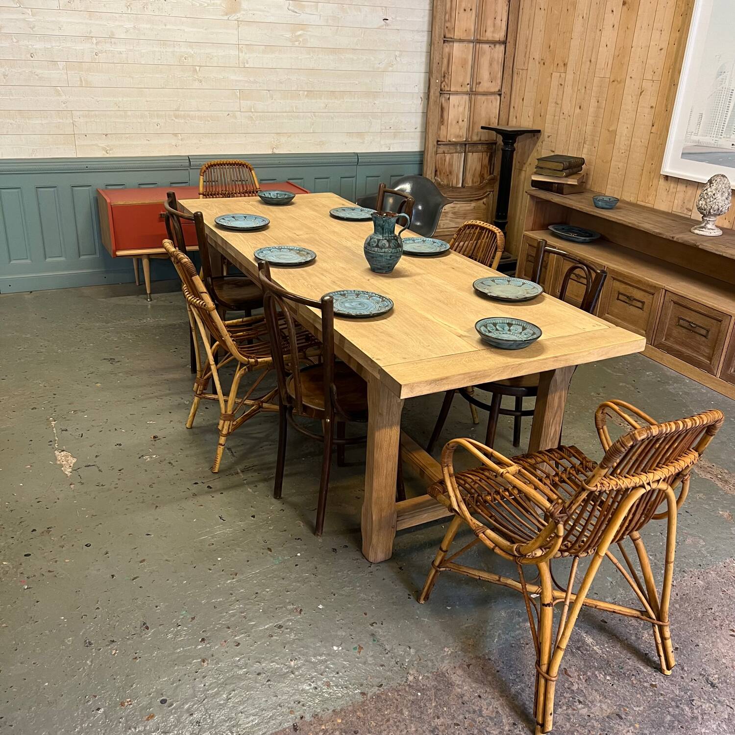Solid oak farmhouse table
