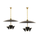 Pair of Italian chandeliers in brass and metal lacquered black