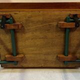 Folding wood and metal school desk