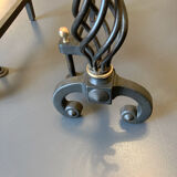 Chenets modernist bronze and cast iron