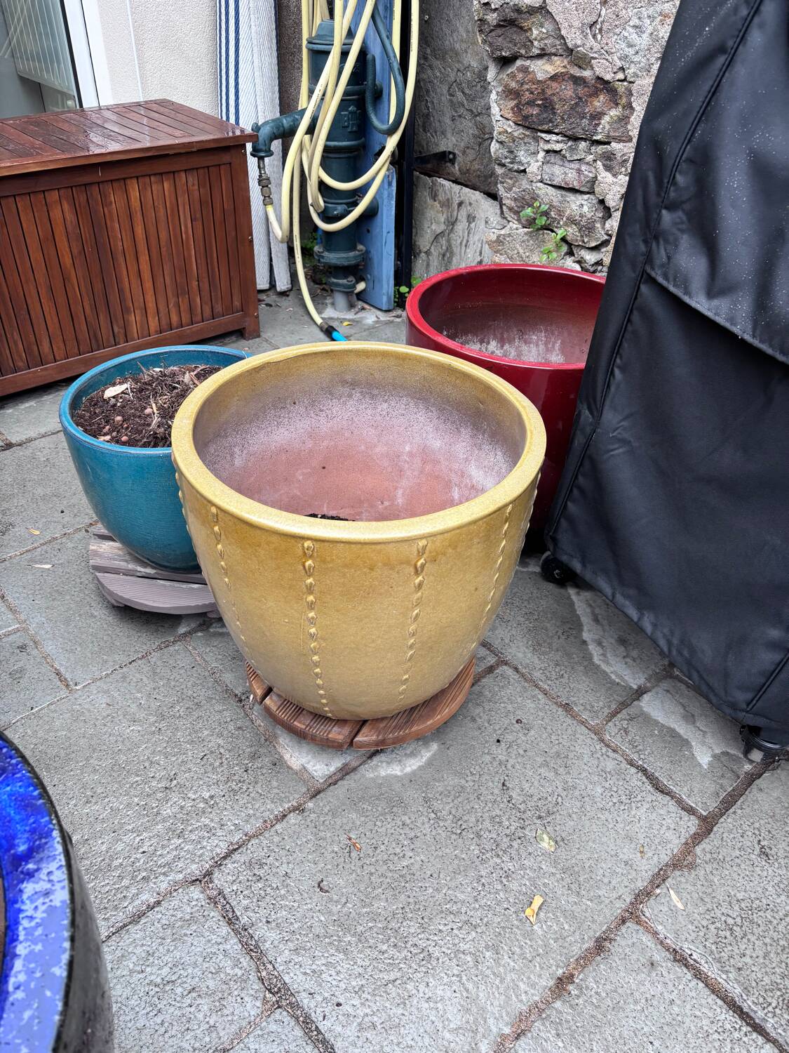 Large glazed ceramic flower pots – perfect for terrace or