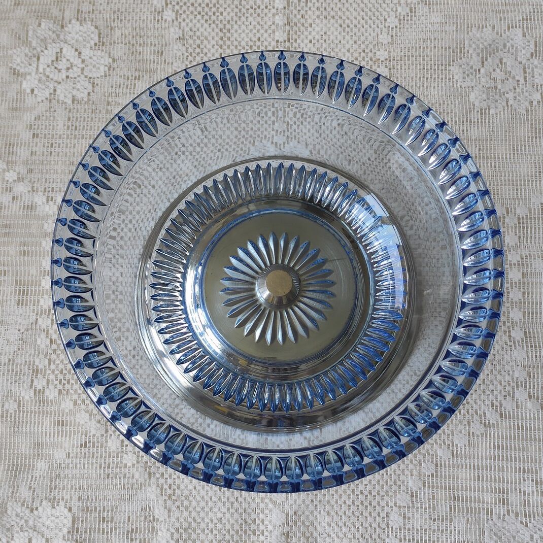 Glass and metal fruit cup