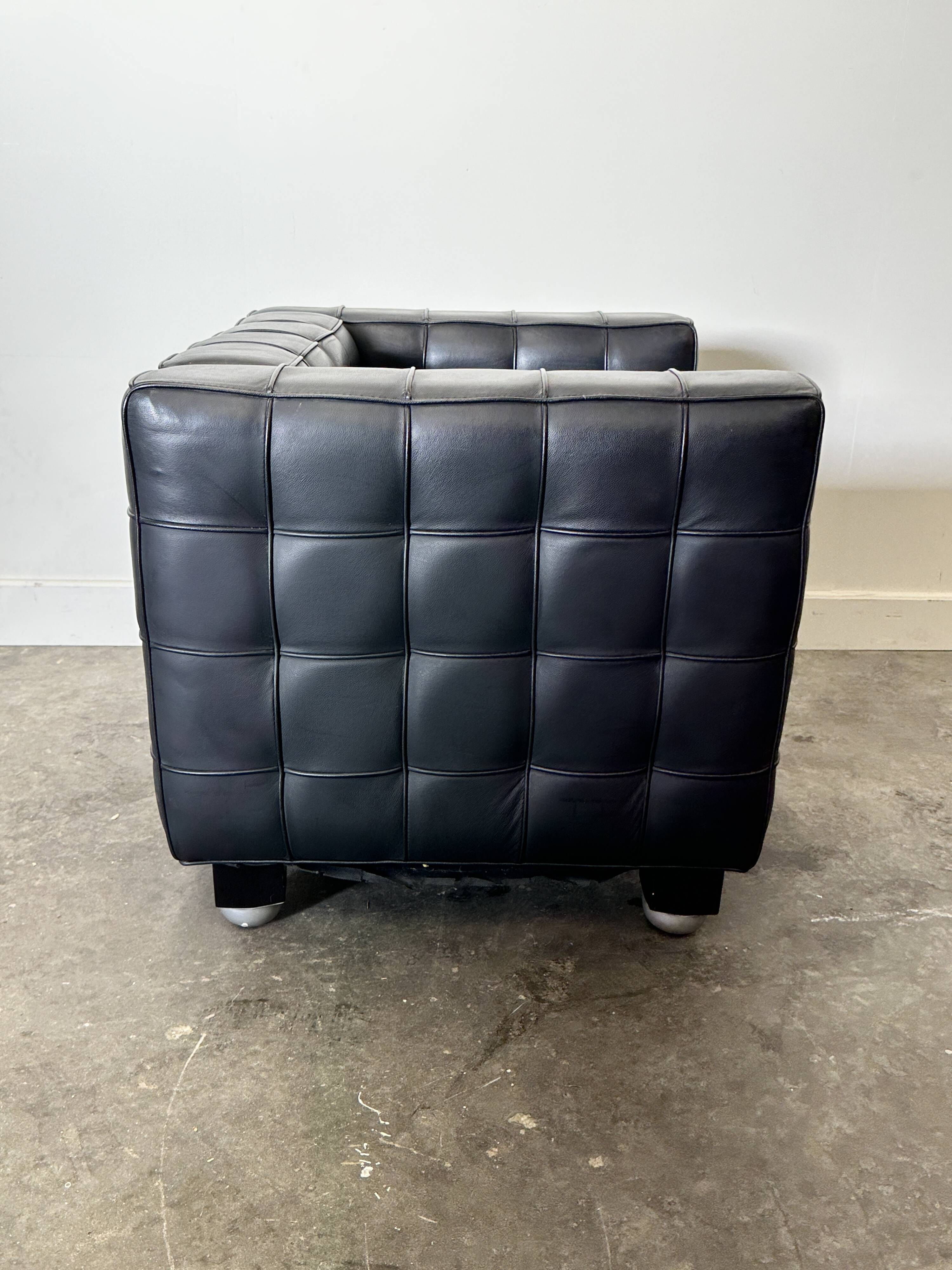 Wittmann Kubus Leather Armchair by Josef Hoffmann, 1980s