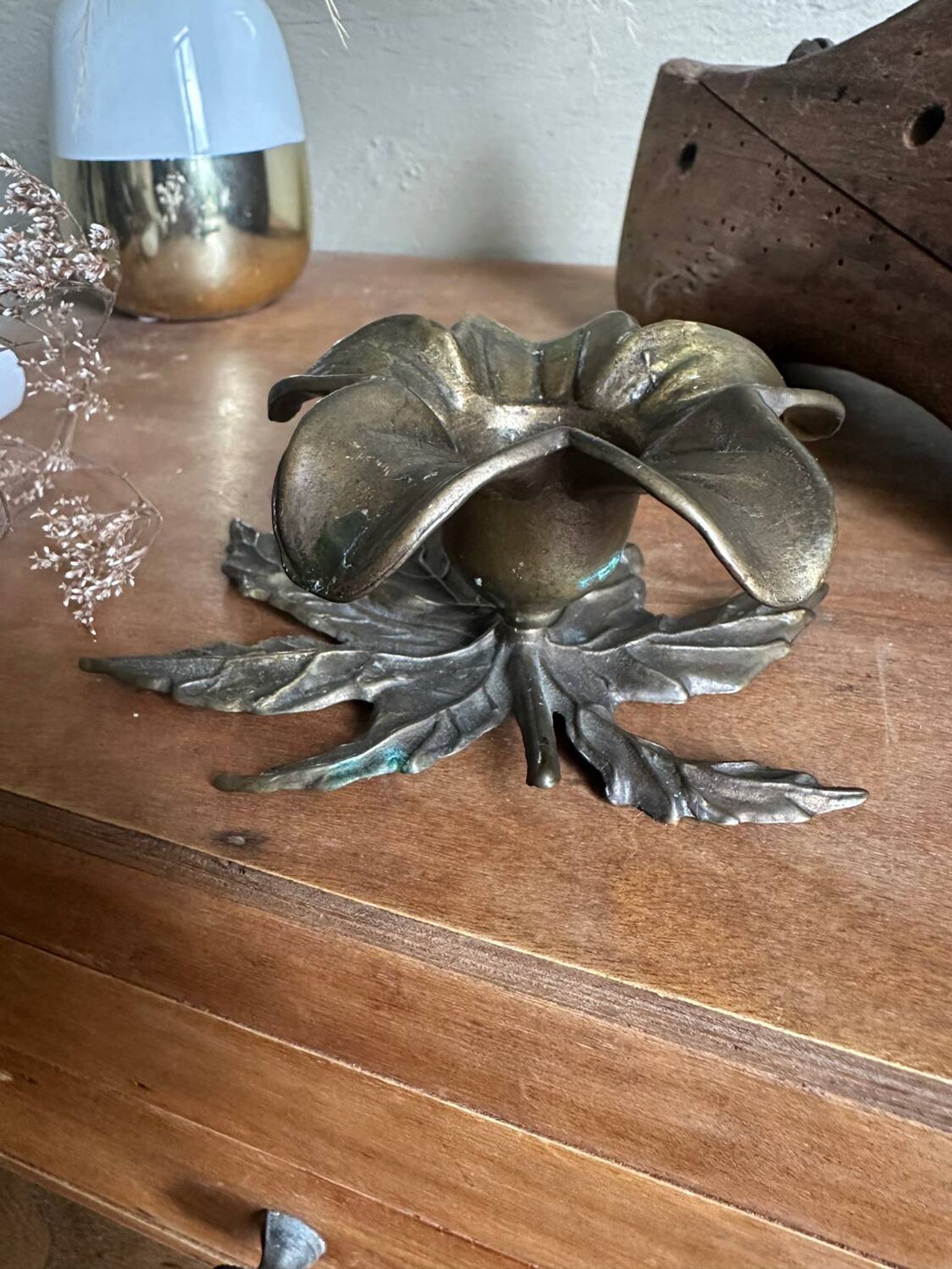 Brass flower candle holder