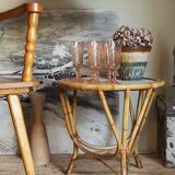 Tripod booster coffee table in rattan 50s