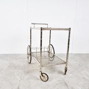 Chromed faux bamboo bar cart, Orsenigo Italy, 1970s