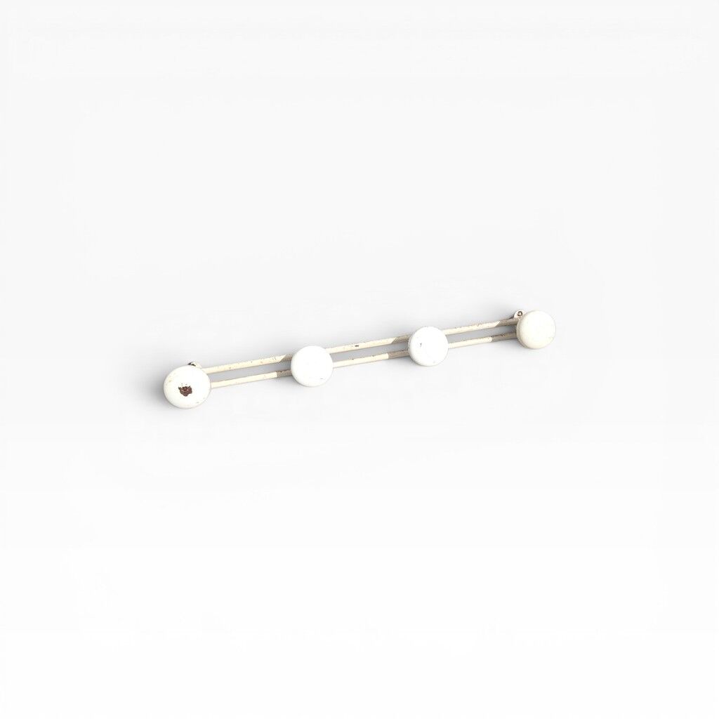 Vintage cream metal wall coat rack 4p