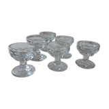 Set of 6 cups in molded glass pressed late nineteenth