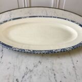 Oval dish in terre de fer bleu xixth