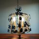 Vintage 1950s Italian Wrought Iron Floral Chandelier – Hand-Painted