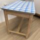 Farmhouse table with enamelled metal top