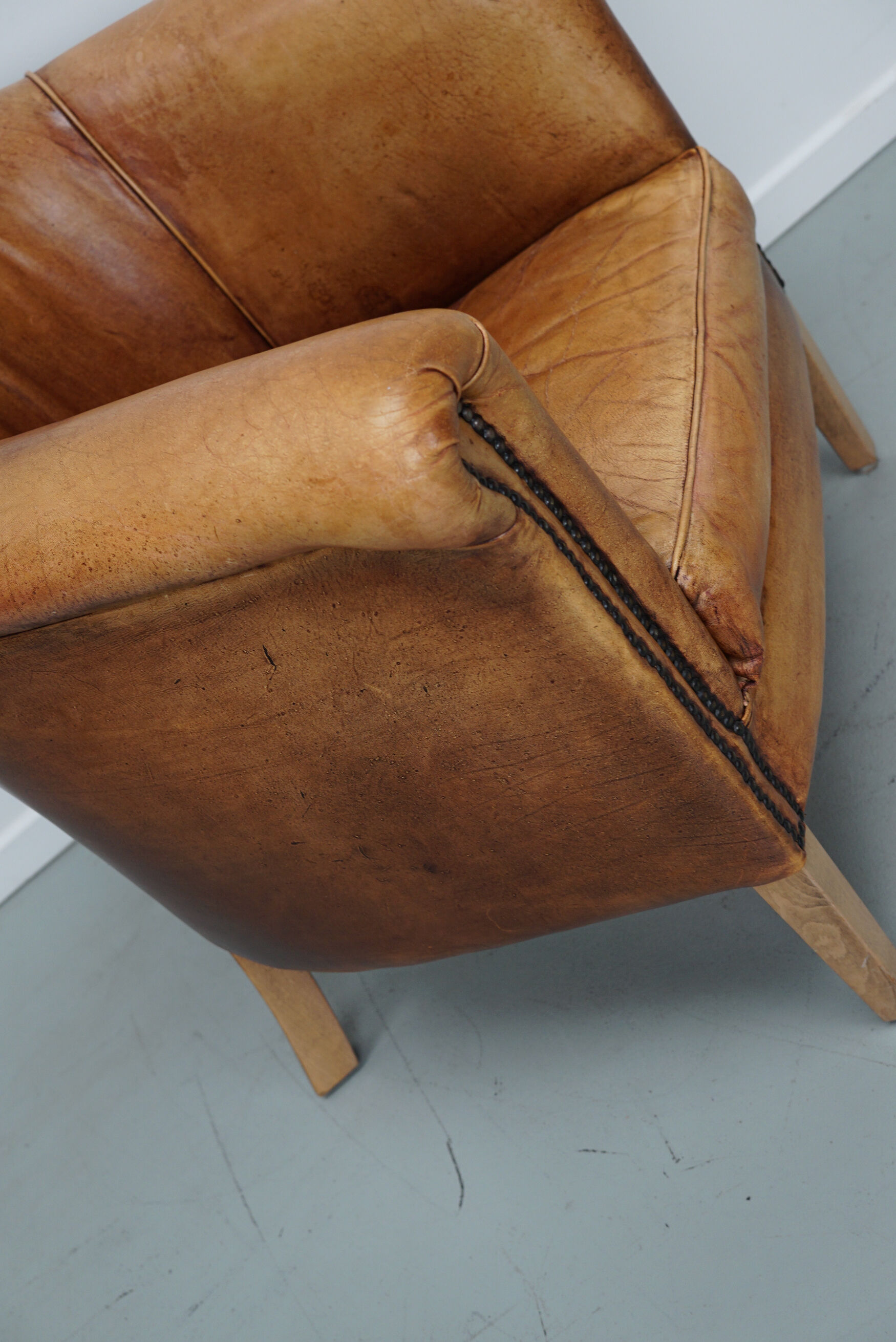 Vintage Dutch Cognac Colored Leather Club Chair