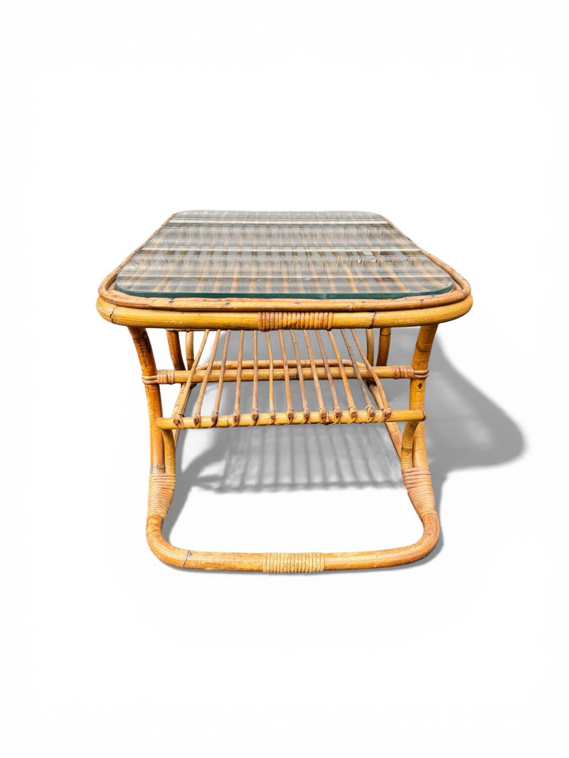 Vintage rattan coffee table – 1950s design